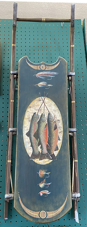 Sled Decorative with Trout and Flies